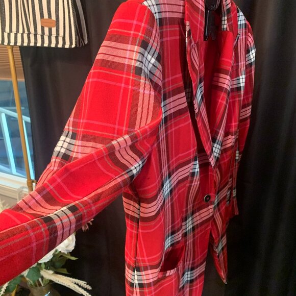 ❤️HP🌺🌟NY&C Haymarket Check Red Blazer XL Petite (ECU) - Picture 4 of 10